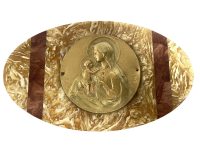 Vintage French Nun With Saint Halo Religious Icon On Wooden Plaque Religion Catholic Worship Altar circa 1960-70's