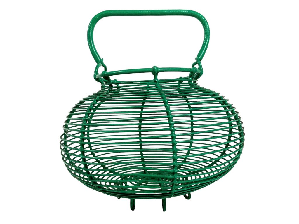 Vintage French Large Green Wire Egg Collecting Basket Storage Display Rustic Traditional circa 1980-90’s