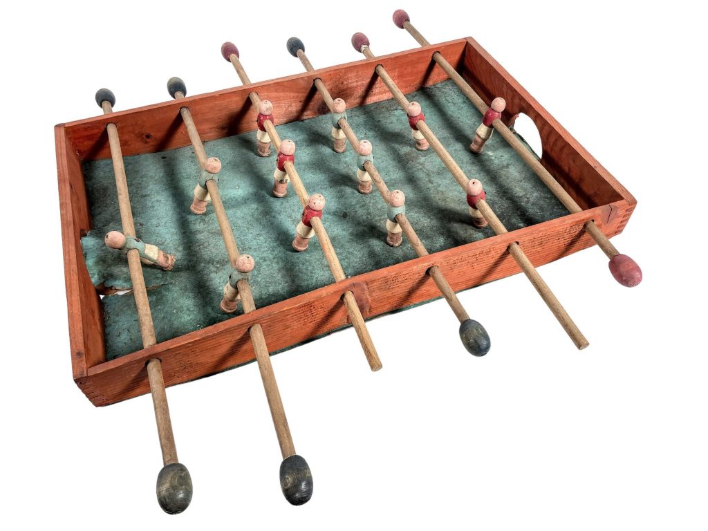 Vintage French Mini Small Table Football Soccer Toy Game Of Skill Wooden Wood Toy Decorative Collector DAMAGED c1960-70's
