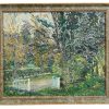 Vintage French Garden GateTrees Tree Woodland Oil Painting On Woodchip Board Signed circa 1978