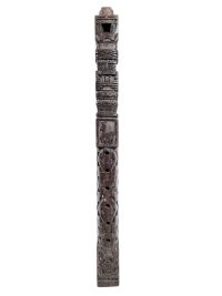 Vintage Bolivian Wooden Pipe Musical Wind Instrument Flute Working Ornately Decorated Horn Gift circa 1960-70's