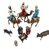 Vintage French mixed material nativity religious figurines ornaments mixed collection assorted scales circa 1970-80s of Europe