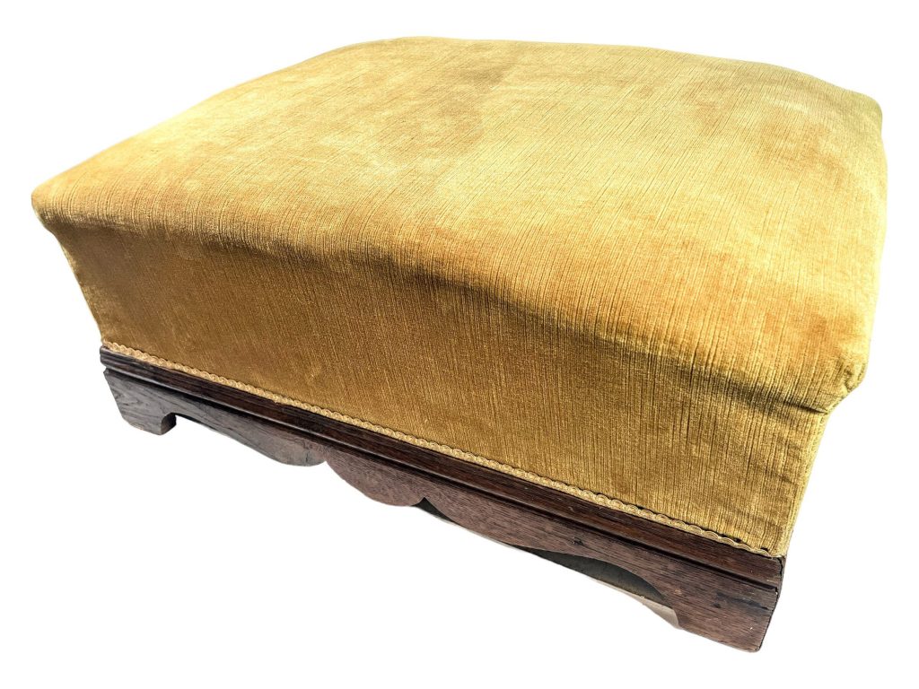 Vintage French Extra Large Padded Pouffe Footrest Stool Fabric Covered Wooden Padded Bench Chair Footrest Seat c1960-70's