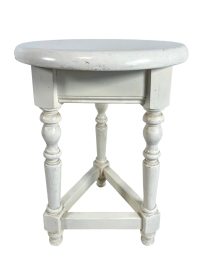 Vintage French Stool Plinth Table Wooden Wood Chair Seat Side Stand Flower Pot Display Shelf Prop Cream White Tabouret c1970-80’s 5