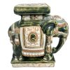 Vintage Chinese Elephant Ceramic Pot Stand Plinth Rest Brown Jade Green Small Vase Pot c1970-80's