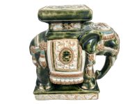 Vintage Chinese Elephant Ceramic Pot Stand Plinth Rest Brown Jade Green Small Vase Pot c1970-80's