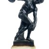 Vintage French Greek Discobolus Decorative Copper Stone Ornament Decor Reproduction Ancient Greece Statue Sculpture c1960's