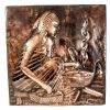 Vintage African Hand Beaten Signed Kitsba Repousse Metal Decorative Wall Hanging Plaque Ornament Figurine Sculpture Tribal Art c1980's