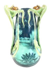 Vase Vintage South Korean Jade Green Crackled Decorated Decorative Ceramic Vase Storage Ornament Decor Design c1970’s