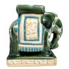 Vintage Chinese Small Elephant Green Blue Brown Ceramic Display c1970-80's
