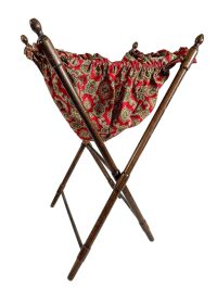 Vintage French knitting sewing crocheting stand up folding basket stand holder bag storage portable circa 1950-60’s