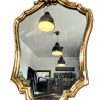 Vintage French Large Mirror Plaster Coated Wood Framed Wall Hanging Heavy Golden Decor Bathroom Hallway DAMAGED c1960-70's