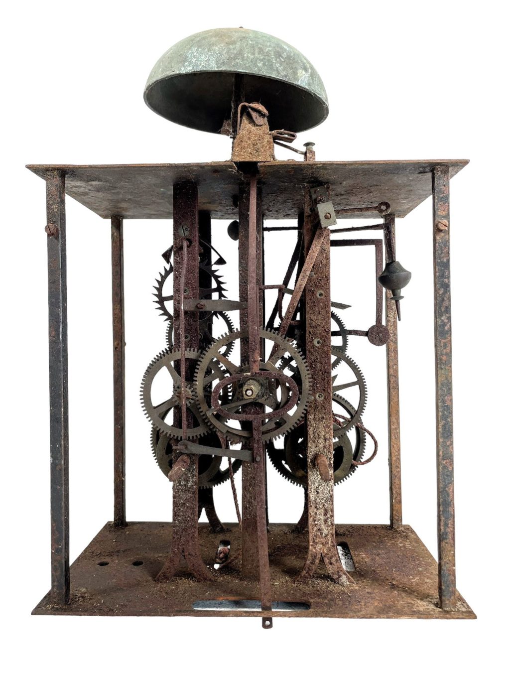Antique French Grandfather Grandmother Clock Mechanism Steampunk Display collections curio oddity unusual presentation c1880's