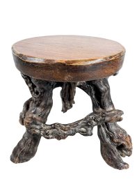 Vintage French Wooden Grape Vine Stool Chair Seat Plinth Stand Table Farm Cow Goat Tabouret Heavy Chunky circa 1950’s 3