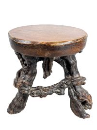 Vintage French Wooden Grape Vine Stool Chair Seat Plinth Stand Table Farm Cow Goat Tabouret Heavy Chunky circa 1950's