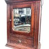 Vintage French Wooden Wall Mounted or Standing Storage Cabinet With Mirror Drawer Bathroom Hallway circa 1940-50's