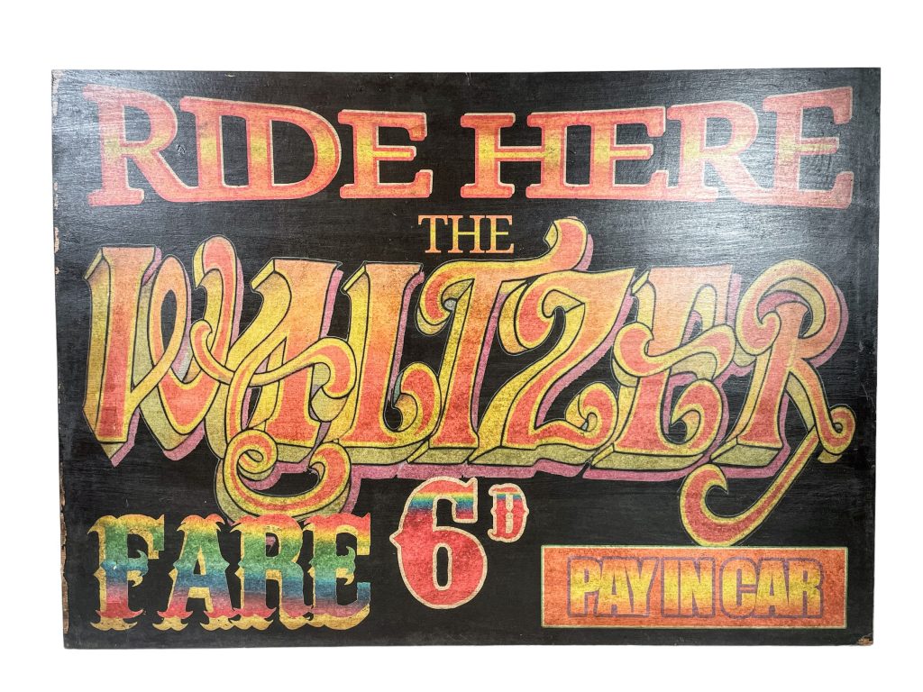 English Large Ride Here The Waltzer Fare 6D Reproduction Sign Display Advertising Man Cave Commercial Fairground Ride Wall Decor On Wooden Board
