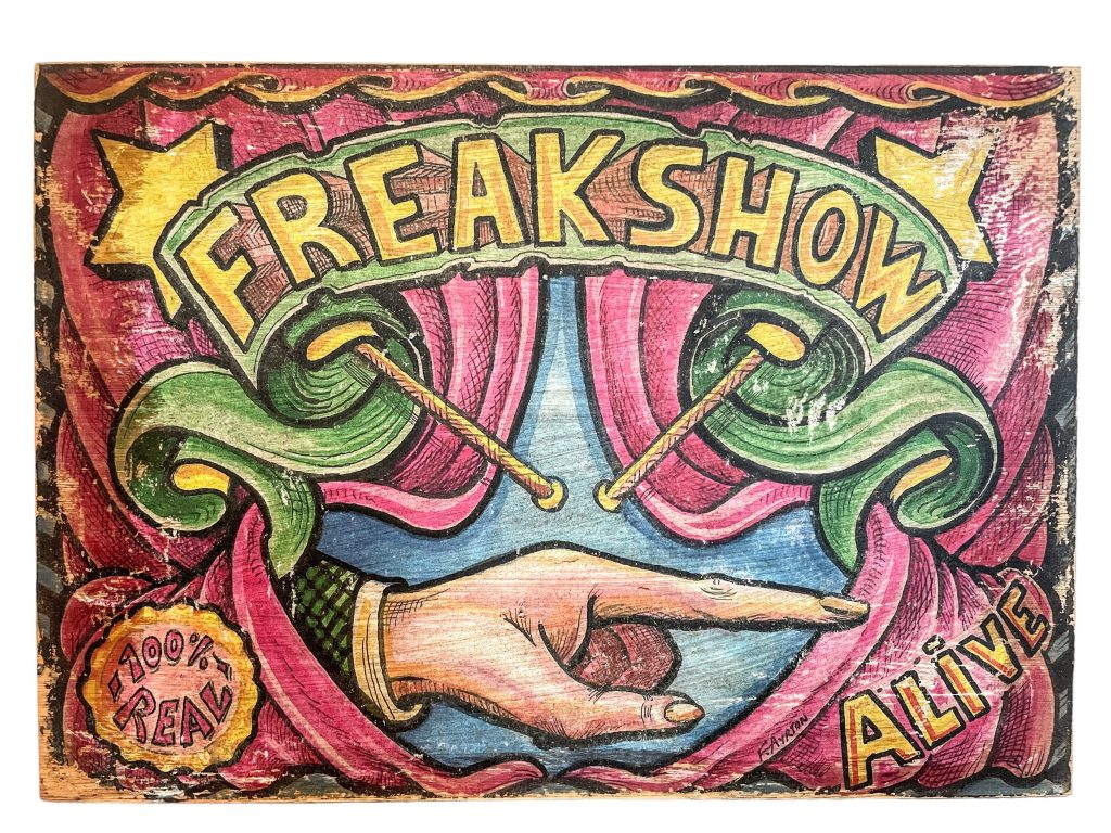 English Freakshow Freak Show Reproduction Sign Display Fairground Circus Attraction Wall Decor On Wooden Board