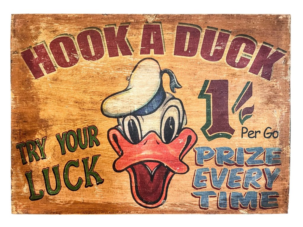 English Hook A Duck Prize Every Time Reproduction Sign Display Fairground Game Circus Attraction Wall Decor On Wooden Board