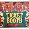 English Circus Ticket Booth Reproduction Sign Display Fairground Game Circus Attraction Wall Decor On Wooden Board