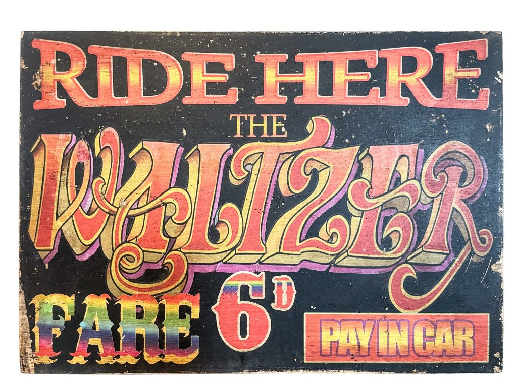 English Ride The Waltzers Reproduction Sign Display Fairground Circus Attraction Wall Decor On Wooden Board