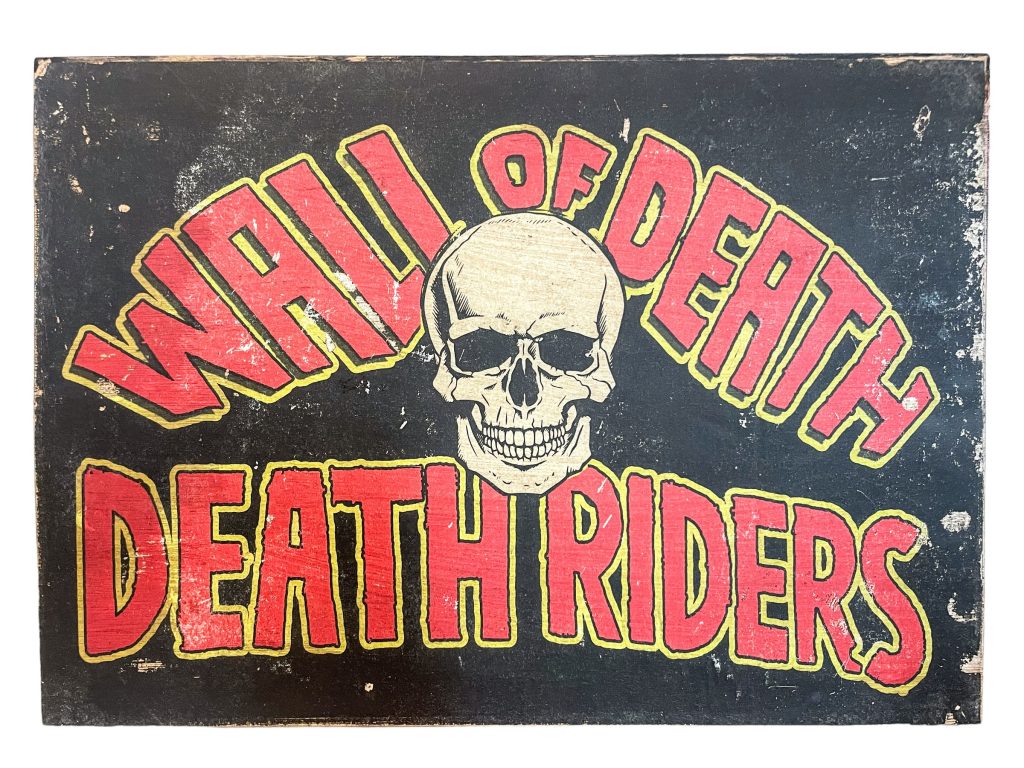 English Wall Of Death Death Riders Show Reproduction Sign Display Fairground Circus Attraction Wall Decor On Wooden Board
