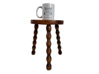 Alternative view of Stool Vintage French Traditional Worn Weathered Milking Stool Small Chair Stand Bobbin Leg Rest Plinth Seating Tabouret c1970's