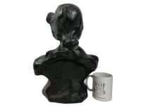 Alternative view of Vintage French Faux Bronze Look Plaster Bust Woman Lady Green Ornament Figurine Display Gift c1980's