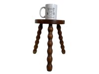 Alternative view of Vintage Stool Bobbin Leg French Milking Stool Kitchen Table Farm Round Shaped Seat Plant Rest Stand Plinth Rustic Tabouret c1960-70's