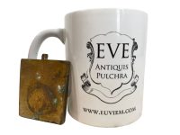 Alternative view of Antique Russian Orthodox Church Bronze Travel Alter Icon Mary With Child Patina Chapel Religious Gift Holy Water c1900's