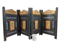Alternative view of Vintage Indian Paravan Wood Wooden Four Panel Small Screen Shield Divider Partition Decor Prop Furniture c1960-70's