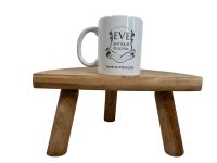 Alternative view of Vintage French Wooden Wood Milking Low Stool Chair Seat Kitchen Table Farm D Shaped Seat Plant Rest Stand Plinth Tabouret c1970-80's