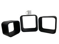 Alternative view of Vintage Set Small Trio Black Stool Table Chair Seat Side Stand Flower Pot Ornament Display Shelf Prop Tabouret circa 1980-90's