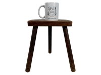 Alternative view of Vintage French Wooden Wood Milking Stool Chair Seat Kitchen Table Farm D Shaped Seat Plant Rest Stand Plinth Tabouret c1970-80's