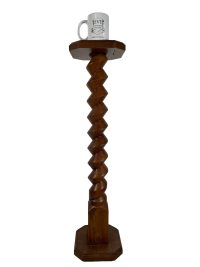 Alternative view of Vintage French Country Cottage Wine Press Screw Style Leg Tall Plinth Table Wooden Wood Stand Flower Pot Display Tabouret c1970-80's