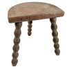 Stool Vintage French Traditional Worn Weathered Milking D Stool Small Chair Stand Bobbin Leg Rest Plinth Seating Tabouret c1960-70's
