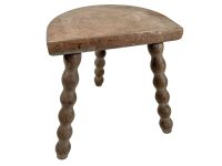 Stool Vintage French Traditional Worn Weathered Milking D Stool Small Chair Stand Bobbin Leg Rest Plinth Seating Tabouret c1960-70's