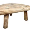 Vintage French Wooden Wood Milking Low Stool Chair Seat Kitchen Table Farm D Shaped Seat Plant Rest Stand Plinth Tabouret c1970-80's