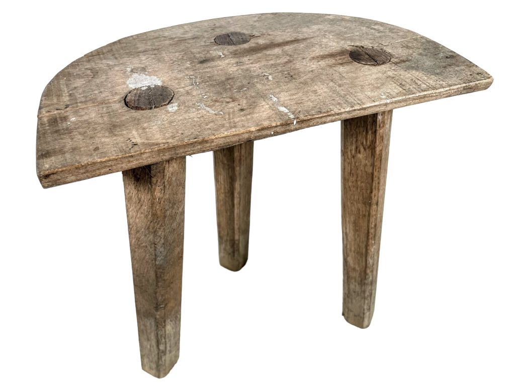 Stool Vintage French Traditional Worn Weathered Homemade Milking D Stool Small Chair Stand Rest Plinth Seating Tabouret c1960's