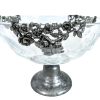 Vintage French Glass Pewter Fruit Food Serving Display Rose Bowl Plate Dish Charger Holder Regency Style Centrepiece c1990's