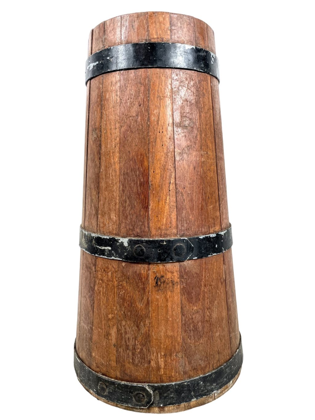 Vintage French Wooden Butter Barrel Churn Heavy Farmer Jug Vase Hallway Walking Stick Umbrella Stand circa 1950-60’s