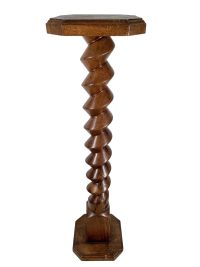 Vintage French Screw Stand Plinth Wine Press Style Leg Tall Plinth Table Wooden Wood Flower Pot Ornament Display Tabouret c1960-70’s