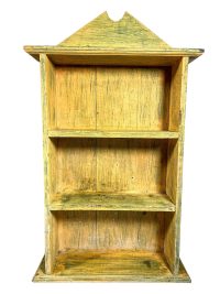 Vintage French Wooden Triple Shelf Painted Yellow Shabby Chic Stand Display Shelfs Wall Hanging Or Standing circa 1960-70’s