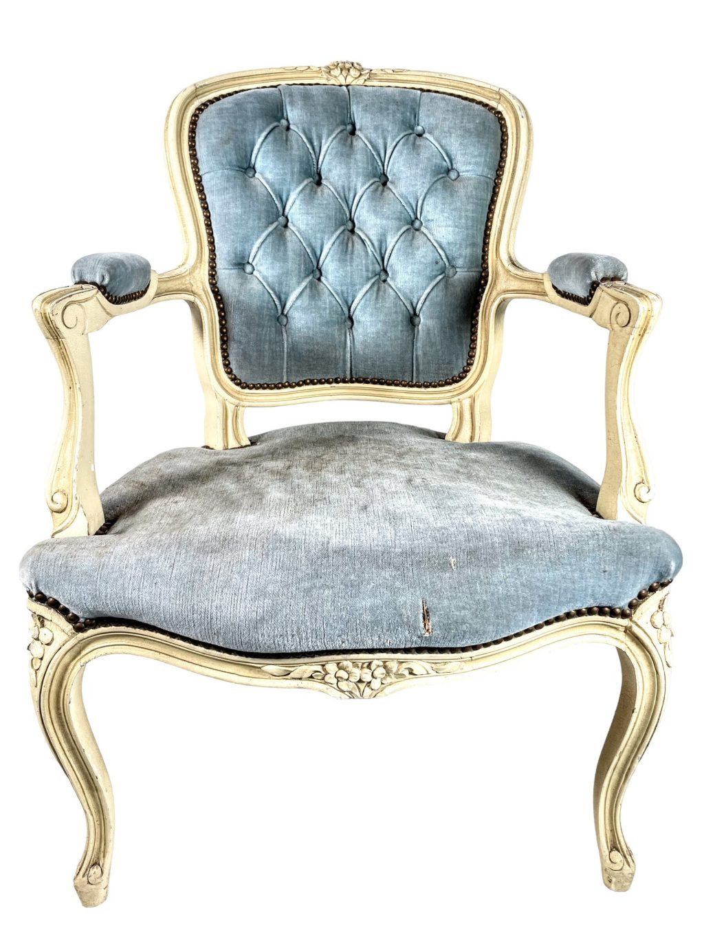 Antique French Louis XV Styled Project Chair Cushioned Chair Wooden Needing Repair Refurbishment Seating c1910-20’s