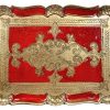 Vintage Italian Florentine Florence Red Gold Resin Ornately Decorated Small Serving Lap Tray Handled Decoration c1980-90's