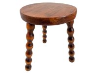 Stool Vintage French Traditional Worn Weathered Milking Stool Small Chair Stand Bobbin Leg Rest Plinth Seating Tabouret c1970's
