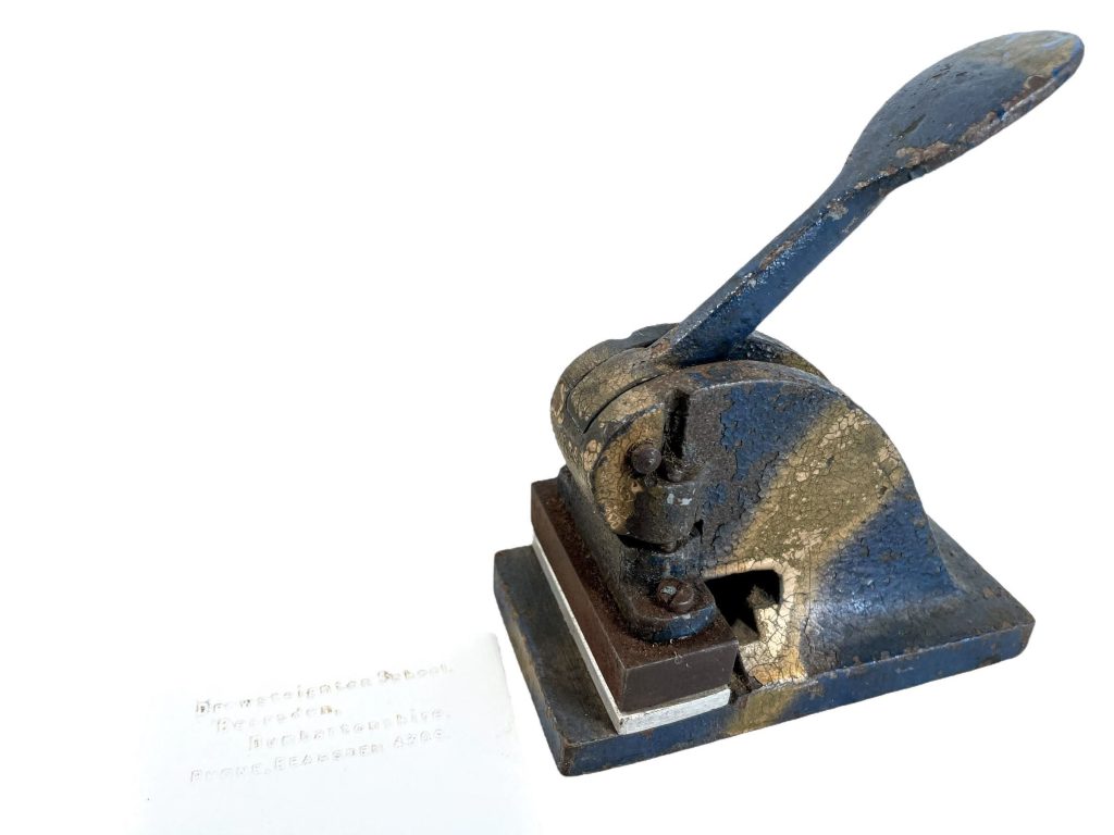 Vintage English Cast Iron Desktop Embosser Ink Stamp Printing Press Tool Clamp circa 1950-60's