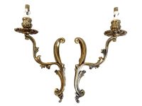 Vintage French Brass Double Wall Sconce Pair Light Lighting Electric Lamp Metal Period Lighting Prop c1960-70's
