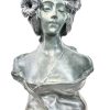Vintage French Faux Bronze Look Plaster Bust Woman Lady Green Ornament Figurine Display Gift c1980's