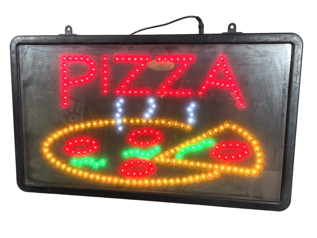 Vintage French Animated LED Steaming Pepperoni Pizza Shop Sign Retail Commercial c2000